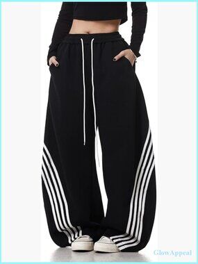 Women's Y2K Baggy Barrel Sweatpants, High Waisted Wide Leg Joggers